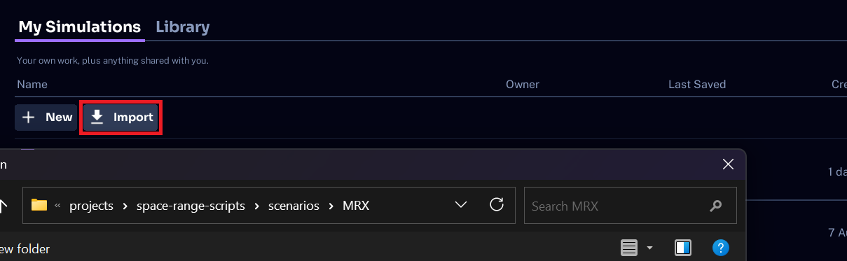 Studio import dialog for selecting a zen file