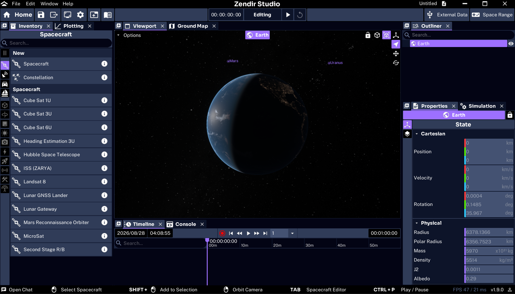 Empty Studio simulation ready for configuration
