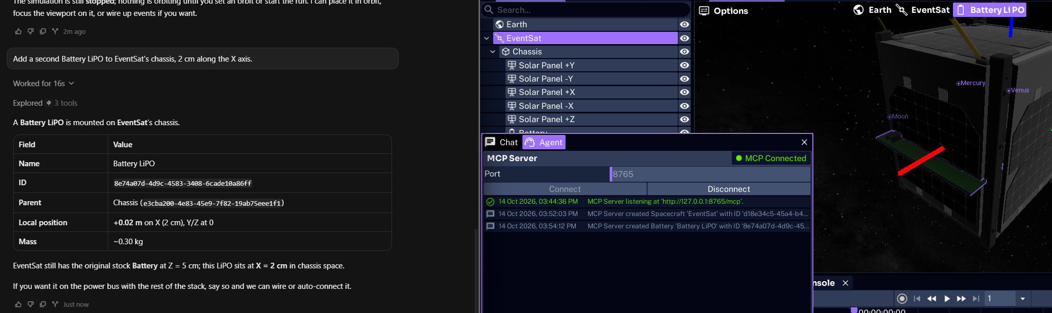 Battery added to the EventSat chassis
