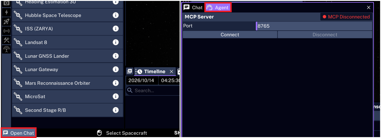 Chat button in the footer with Agents mode selected