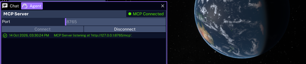 MCP Server running in Agents mode