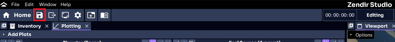 Save icon highlighted in the Studio toolbar