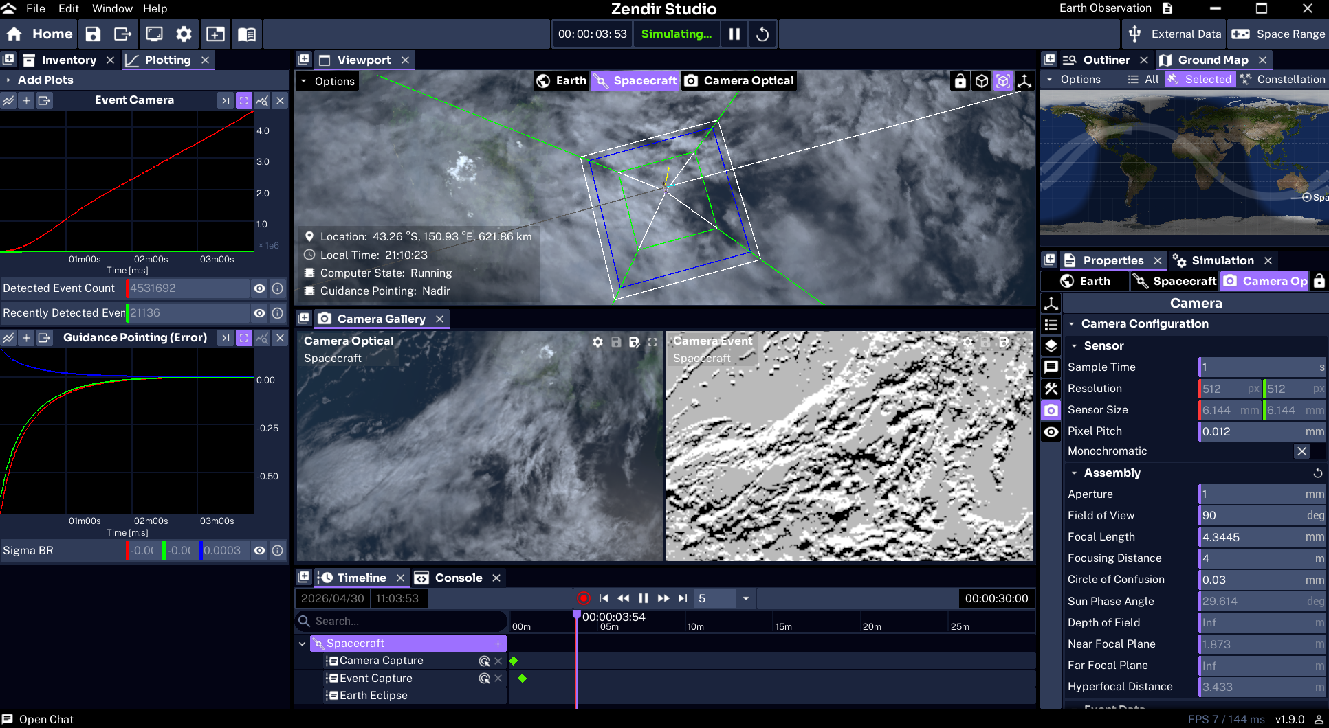 Earth observation spacecraft in the Studio viewport