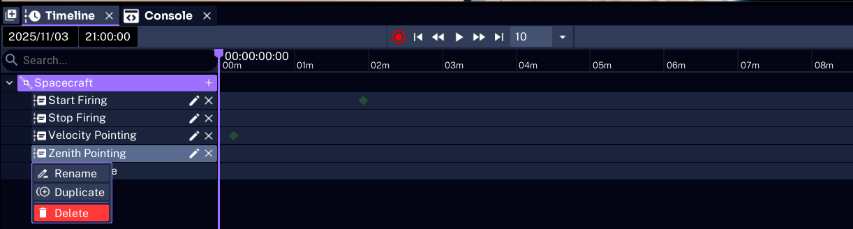 Timeline Context Menu